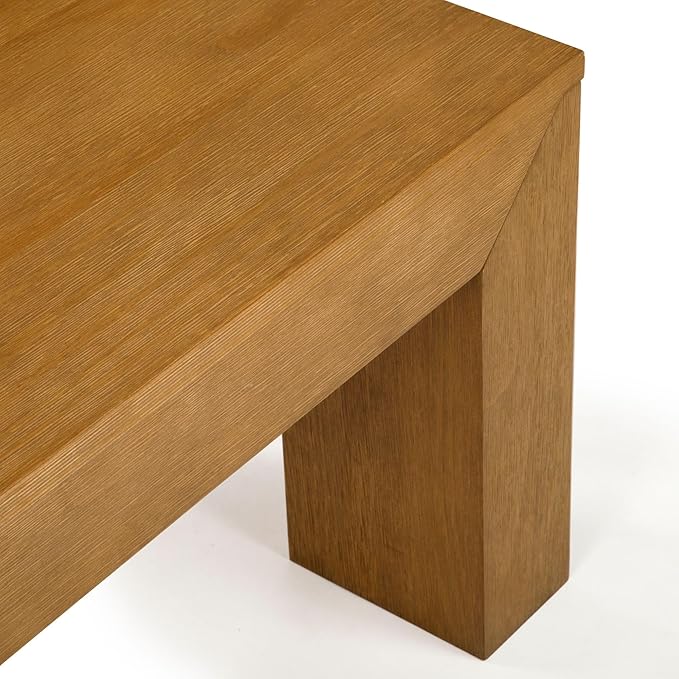 Plank+Beam Modern Rectangular Coffee Table, Solid Wood, 40 Inch, Rectangle Coffee Table for Living Room, Mini Center Tables for Small Spaces, Small Living Space Tea Table, Pecan Wirebrush - LeafyLoom
