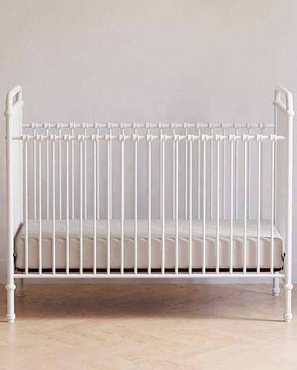 Namesake Abigail 3-in-1 Convertible Metal Crib in Washed White, Greenguard Gold Certified - LeafyLoom