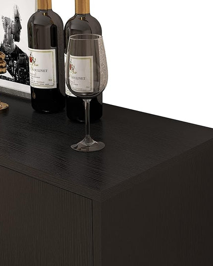 Panana 2 Door Kitchen Buffet Storage Cabinet Accent Console Table for Kitchen Dining Living Room Hallway Office (Black) - LeafyLoom
