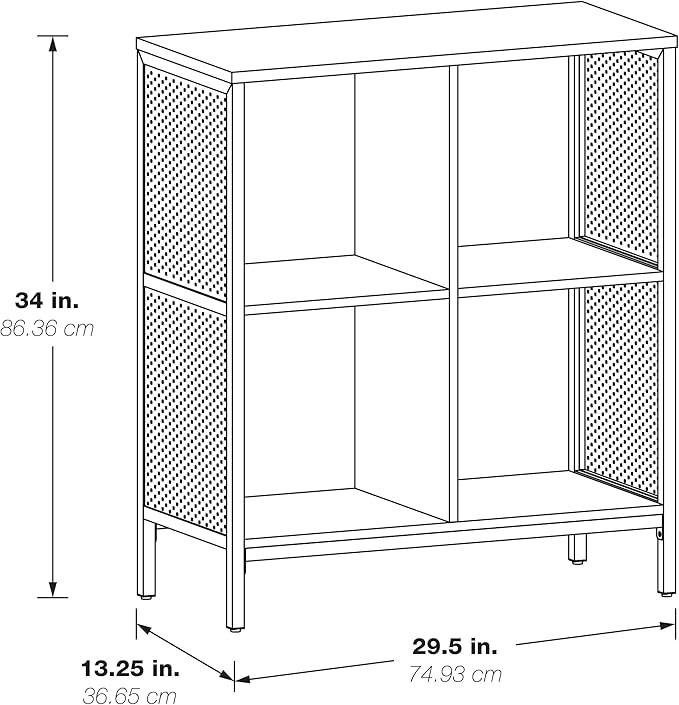 OSP Home Furnishings Ace Contemporary Modern Storage Cube Bookcase, 4 Cubes, River Oak Finish - LeafyLoom