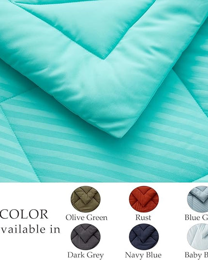 NexHome Turquoise King Bed in a Bag 7-Pieces Comforter Sets with Comforter and Sheets Soft All Season Bedding Sets with Comforter, Pillow Shams, Flat Sheet, Fitted Sheet and Pillowcases - LeafyLoom