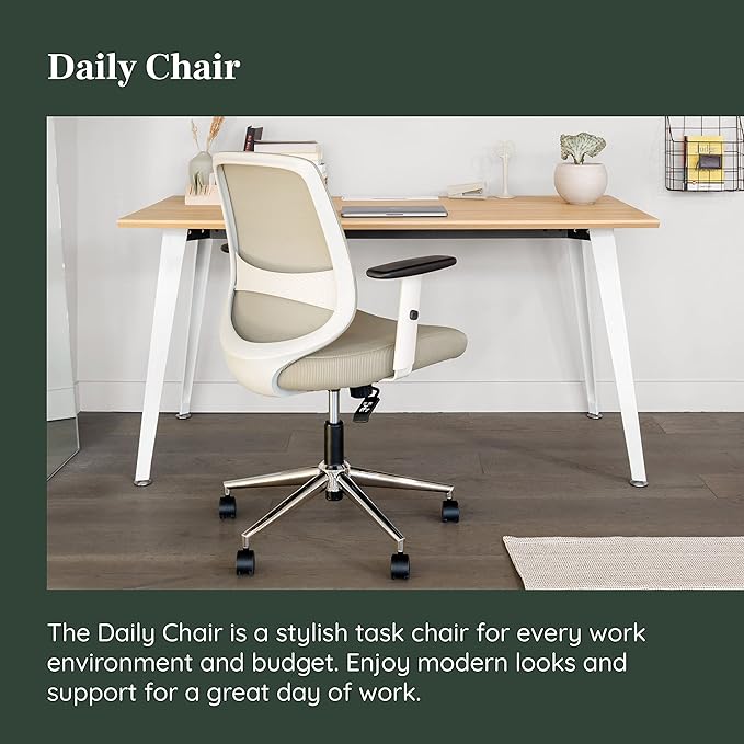 Branch Daily Chair - Computer Office Chair with Swivel, Lumbar Rest, and Adjustable Armrests - Sustainable, Stylish Mesh, & Adjustable Armrests - Comfortable Seating for Improved Posture - Green - LeafyLoom