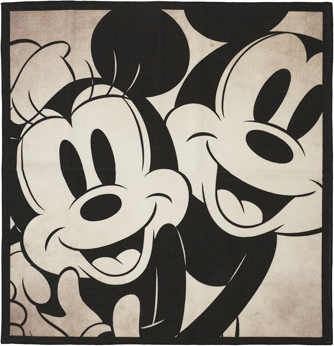 Gertmenian Disney Retro Classic Minnie Mouse Area Rug for Children & Teens Kids Home Decor for Girls & Boys 4x4 Square, Gray White, 31101 - LeafyLoom