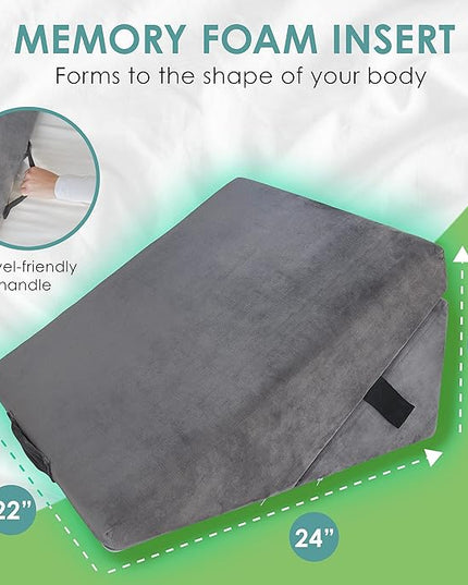 Cushy Form Wedge Pillows for Sleeping - Multipurpose Memory Foam Bed Support Rest & Knee Pillow for Back, Neck & Post-Surgery, Versatile Snoring Relief Back Pillow for Bed - Gray﻿ - LeafyLoom