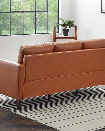 Edenbrook Archer Upholstered Couch – Couches for Living Room - Camel Faux Leather Couch - Living Room Furniture - Small Couch - Seats Three - Straight Arm Modern Couch, Sofa - LeafyLoom