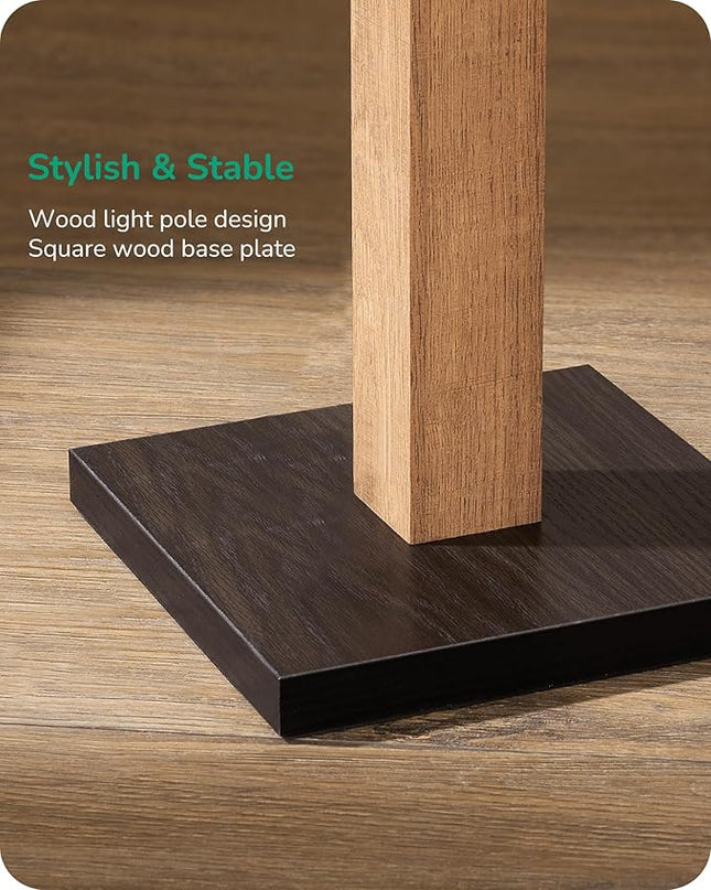 EDISHINE Wood LED Corner Floor Lamp, Modern Dimmable Light with Remote, Minimalist Standing Floor Light for Living Room, Bedroom, Office, 7 Color Temperature 2700~6000K, 46" - LeafyLoom