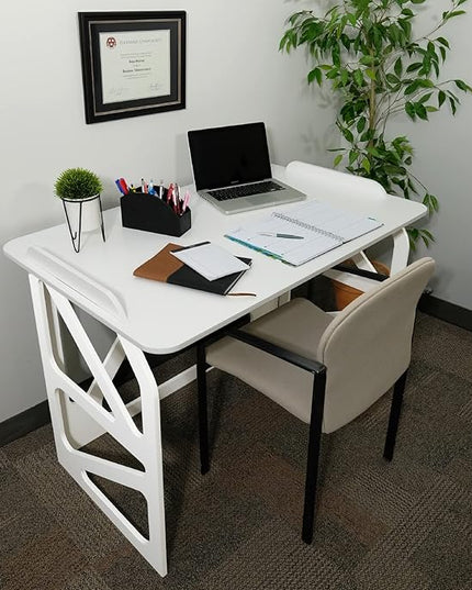 EXCELLO GLOBAL PRODUCTS Stow Away Desk with 30" x 47" Writing Surface: Perfect for Apartments, Dorms, Small Spaces and Work from Home (White) - LeafyLoom