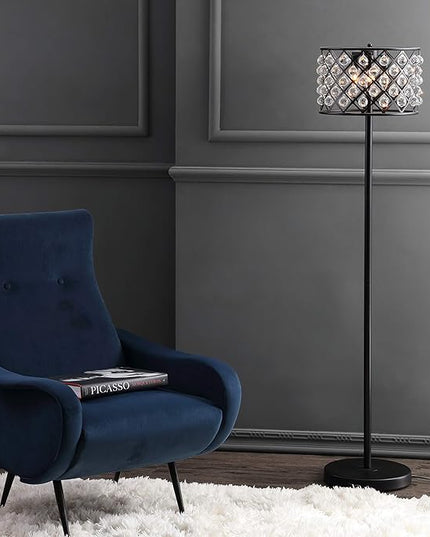 JONATHAN Y JYL9000B Elizabeth 60" Crystal/Metal LED Floor Lamp, Contemporary, Modern, Transitional, Elegant, Office, Living Room, Family Room, Dining Room, Bedroom, Hallway, Foyer, Bronze/Clear - LeafyLoom