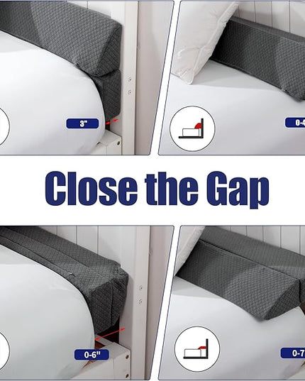 HOMBYS Wedge Pillow Headboard for Bed Gap,Foldable Bed Wedge Gap Filler Queen Size,Matterss Gap Filler,Multi Functional Bed Crack Pillow, Fill The Gap (0-7") Between Your Headboard and Mattress,Grey - LeafyLoom