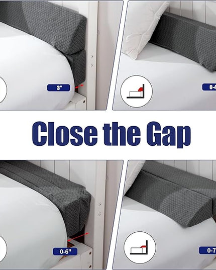 HOMBYS Wedge Pillow Headboard for Bed Gap,Foldable Bed Wedge Gap Filler King Size,Matterss Gap Filler,Multi Functional Bed Crack Pillow, Fill The Gap (0-7") Between Your Headboard and Mattress,Grey - LeafyLoom