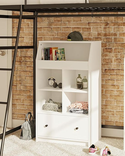 Ameriwood Home The Loft 1 Drawer Storage Tower, White - LeafyLoom