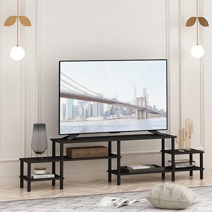 Furinno Turn-N-Tube Grand Stand for TV up, 78 Inch, Espresso - LeafyLoom