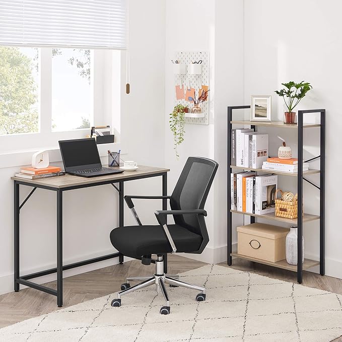 VASAGLE Computer Desk, Gaming Desk, Home Office Desk, for Small Spaces, 19.7 x 39.4 x 29.5 Inches, Industrial Style, Metal Frame, Greige and Black ULWD041B02V1 - LeafyLoom