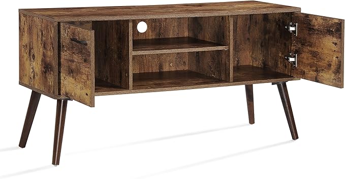 48 Inch Classic Wood TV Stand, Modern Entertainment Center Console Table with 2 Open and 2 Closed Storage Space for Livingroom Bedroom, Old Pine - LeafyLoom