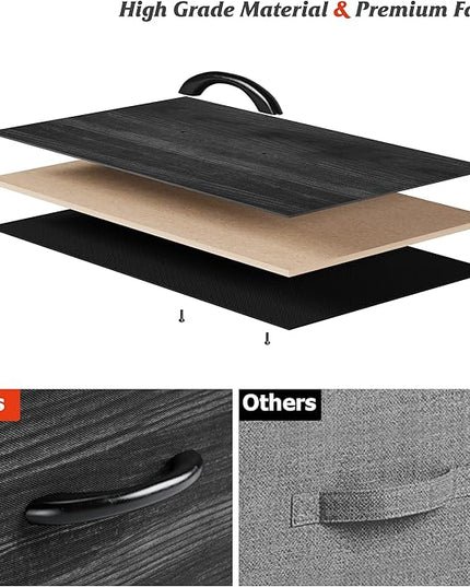Nicehill Nightstand Set of 2, Nightstand for Bedroom with Drawers, Small Dresser with Drawers, Bedside Table Bedside Furniture, Night Stand End Table with Storage Drawers for Bedroom, Black Wood Grain - LeafyLoom