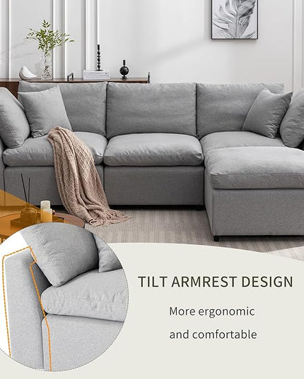 104.3" L-Shaped Convertible Sectional Sofa with Reversible Sleeper Chaise,Upholstery Corner Couch include Armrest&Down Filled Cushions w/zipper closure for Living Room, Apartment, Office - LeafyLoom