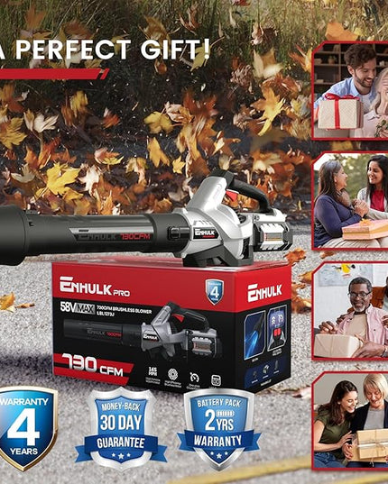 58V 730CFM Cordless Leaf Blower with 2.5AH Battery & Charger (LBL1273J) - LeafyLoom