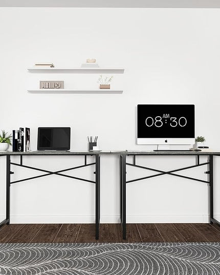 47 Inch Foldable Computer Desk, Folding Space-Saving Home Office Table, Study Writing Gaming Workstation for Small Space, No Assembly Needed,Grey Oak - LeafyLoom