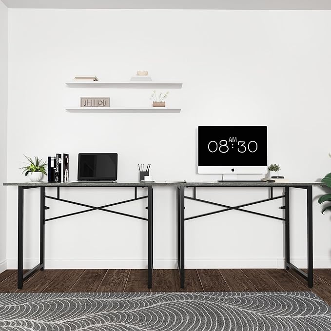 47 Inch Foldable Computer Desk, Folding Space-Saving Home Office Table, Study Writing Gaming Workstation for Small Space, No Assembly Needed,Grey Oak - LeafyLoom