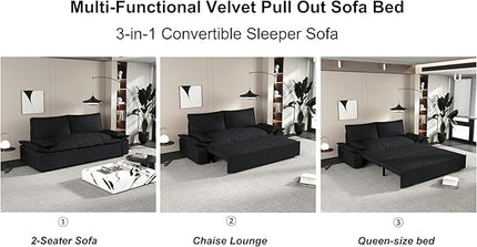 Functional Love Seats Convertible Queen Size Sofabed with 2 Lumbar Pillows, 70" Oversized Loveseat Sofa W/Pull Out Sleeper Couch Bed and Padded Armrests for Home Office Apartment Living Room - LeafyLoom