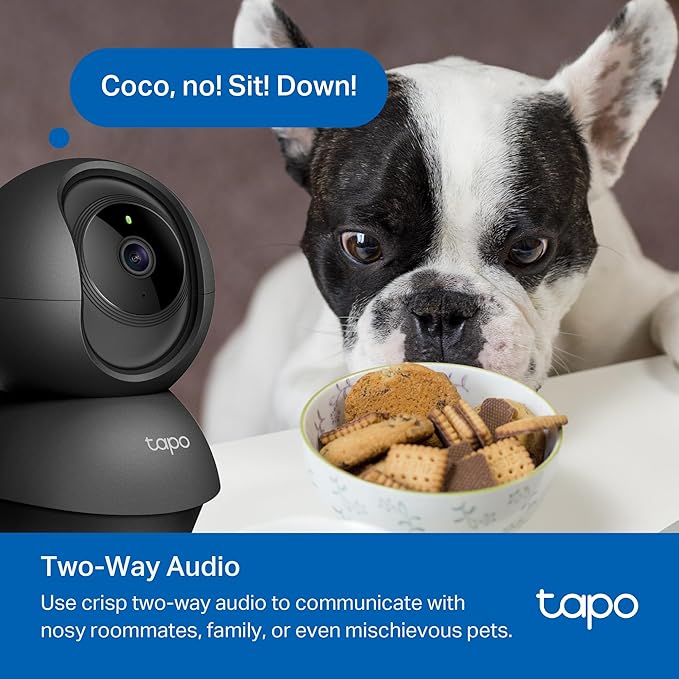 Tapo by TP-Link Pan/Tilt Security Camera for Baby Monitor, Pet Camera w/Motion Detection, 1080P, 2-Way Audio, Night Vision, Cloud & SD Card Storage, Works with Alexa & Google Home, Black (Tapo C201) Tapo