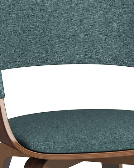 SIMPLIHOME Lowell Mid Century Modern Bentwood Dining Chair in Light Turquoise Blue Linen Look Fabric, For the Dining Room - LeafyLoom