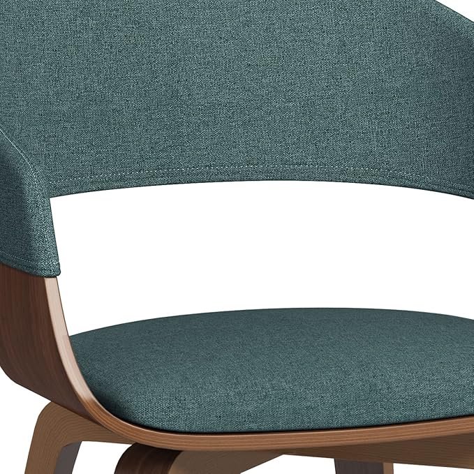 SIMPLIHOME Lowell Mid Century Modern Bentwood Dining Chair in Light Turquoise Blue Linen Look Fabric, For the Dining Room - LeafyLoom