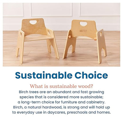 ECR4Kids Stackable Wooden Toddler Chair, 10in, Kids Furniture, Natural, 2-Pack - LeafyLoom