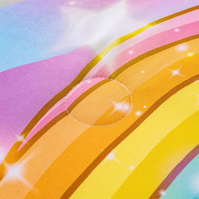 Aimuan Girls Unicorn Comforter Set 3 Pieces Pink Purple Bedding Set with Rainbow Star Galaxy Stars Fantasy Children Room Decor Soft Reversible Bed Sets for Boys/Girls/Teens (Rainbow Twin3Pcs) - LeafyLoom