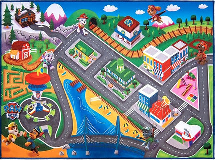 Gertmenian Nickelodeon Paw Patrol Town Tower Interactive Rug Includes 2x Cars feat. Chase and Marshall Suitable for Classroom, Nursery, Bedroom, or Play Area 40x54in Medium, 32500 - LeafyLoom
