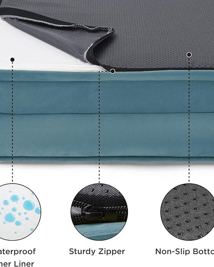 Bedsure Small Orthopedic Dog Bed - Washable Bolster Dog Sofa Beds for Small Dogs, Supportive Foam Pet Couch Bed with Removable Washable Cover, Waterproof Lining and Nonskid Bottom Couch, Blue BEDSURE