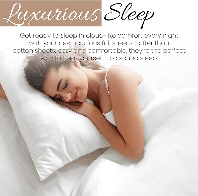 Linen Market Bed Sheets for Full Size Bed (White) - Sleep Better Than Ever with These Soft and Cooling Full Sheets - Deep Pocket Fits 16" Thick Beds - 4 Piece Full Sheet Set - LeafyLoom