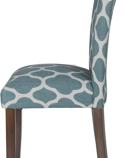 HomePop Parsons Classic Upholstered Accent Dining Chair, Set of 2, Teal and Cream Geometric - LeafyLoom