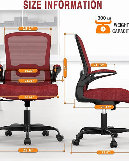 Office Chair, Ergonomic Desk Chair with Adjustable Lumbar Support, High Back Mesh Computer Chair with Flip-up Armrests-BIFMA Passed Task Chairs, Executive Chair for Home Office - LeafyLoom