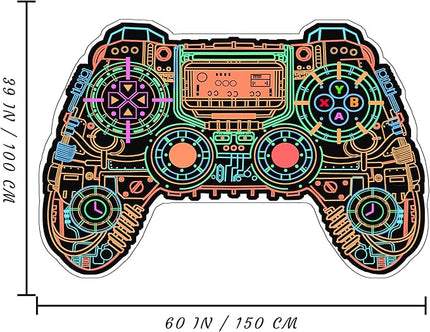 Gaming Rug for Boys Room Decor, Gamer Rugs Glow in The Blacklight Video Game Carpet Teens Playroom Non-Slip Area Rug Game Bedroom Floor Casual Mat (60"x39") - LeafyLoom
