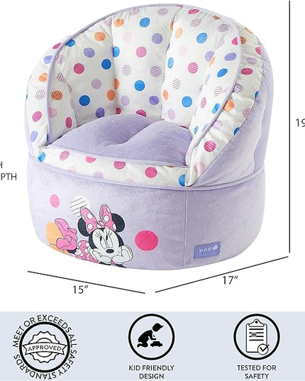 Idea Nuova Disney Minnie Mouse Purple with Polka Dots Round Bean Bag Chair for Kids, Ages 3+, Large - LeafyLoom