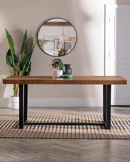 Walker Edison Andre Modern Solid Wood Dining Table, 72 Inch, Rustic Oak - LeafyLoom