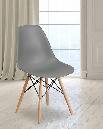 Flash Furniture Elon Series Moss Gray Plastic Chair with Wooden Legs - LeafyLoom