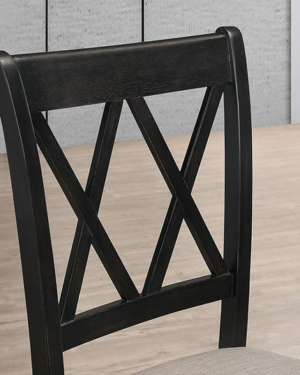 Roundhill Furniture Windvale Fabric Upholstered Dining Chair, Set of 2, Black - LeafyLoom