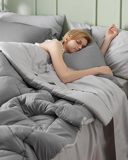 Bedsure King Size Comforter Set - 7 Pieces Reversible King Bed in a Bag, King Bed Set with Comforters, Sheets, Pillowcases & Shams - LeafyLoom