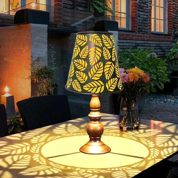 pearlstar Solar Table Lamps Bedside Lamps - Leaf Garden Waterproof Cordless Solar Table Lamps for Patio Garden Pathway Yard - LeafyLoom