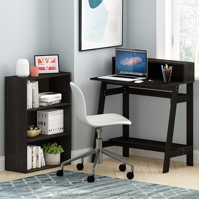 Furinno Pasir 3-Tier Open Shelf Bookcase, Dark Espresso - LeafyLoom