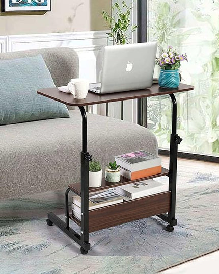 Height Adjustable Home Office Desk Movable Convenient Desk Small Spaces Computer Table Bedside Storage Desk Portable Desk Living Room Sofa Furniture Fashion Desk Size 15.7 * 31.5 Inch Brown - LeafyLoom