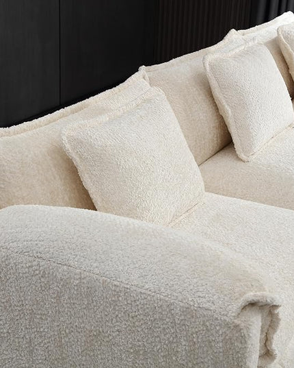 5 Seater L Shaped Convertible Modular Sectional Sofa with Reversible Chaise, Minimalist Oversized Sleeper Corner Couch,Chenille Upholstered Leisure Sofá for Living Room Office, Beige 112.2" - LeafyLoom