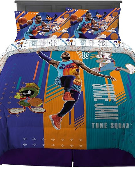Franco Kids Bedding Super Soft Comforter and Sheet Set, 5 Piece Full Size, Space Jam 2 A New Legacy - LeafyLoom