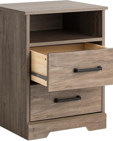 Prepac 2 Drawer Nightstand, 16.25in x 18.75in x 24.5in, Rustic Brown - LeafyLoom