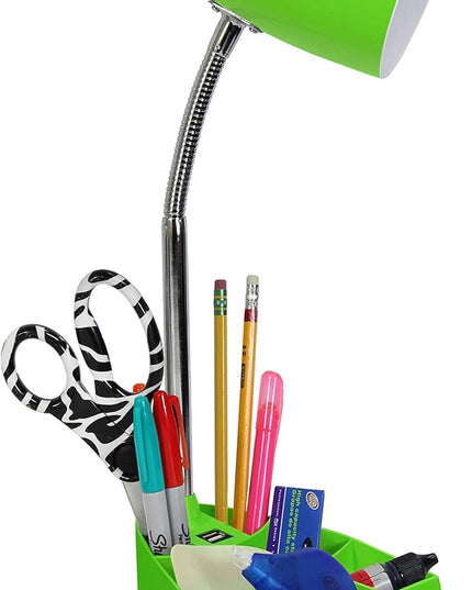 Simple Designs LD1056-GRN Gooseneck Organizer Desk Lamp with iPad/Tablet Stand or Book Holder and USB Port, Green - LeafyLoom