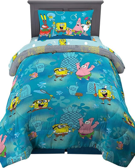 Franco Kids Bedding Super Soft Comforter and Sheet Set, 4 Piece Twin Size, Spongebob - LeafyLoom