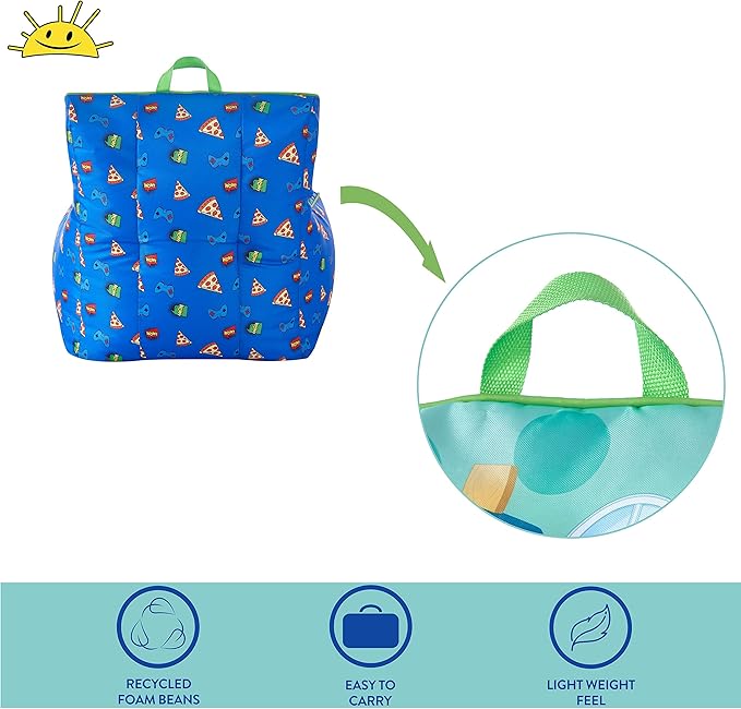 Idea Nuova Ryan's World Toddler Nylon Bean Bag Chair with Piping & Top Carry Handle Large - LeafyLoom