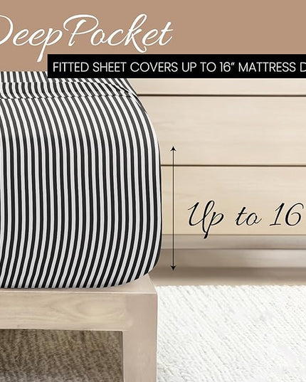 Linen Market 3 Piece Twin Bedding Sheet Set (Gray Ribbon) - Sleep Better Than Ever with These Ultra-Soft & Cooling Bed Sheets for Your Twin Size Bed - Deep Pocket Fits 16" Mattress - LeafyLoom